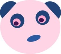 Clipart, picture of the cute blue and pink panda at white background