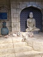 wonderful White Tiger in buddhism temple