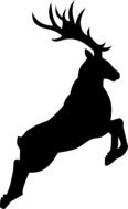 black silhouette of a deer in a jump