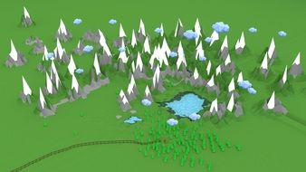 animation image of a mountain landscape