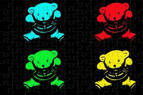 Four colorful bears puzzle