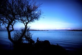 blue sunset over a lake in Turkey