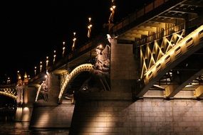 Budapest bridge in night illumination