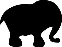 black silhouette of an elephant on a white background