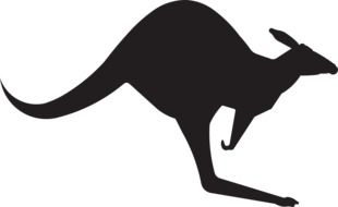 black silhouette of a kangaroo