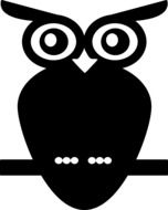 Owl, abstract black and white icon