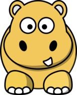 clipart, picture of cute gold cartoon hippo