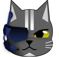 painted cat head with computer headphones
