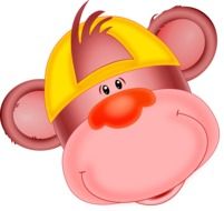 graphic depiction of the face of a cheerful monkey