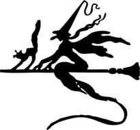 silhouette drawing of a witch on a broomstick