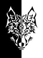 black and white portrait of a wolf