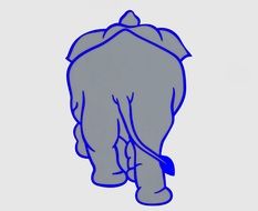 graphic drawing of an elephant from the back