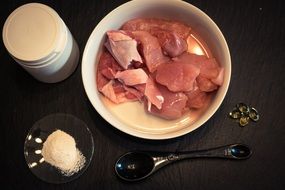 raw Feeding for Dog, meat on plate