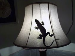 lizard on the desk lamp