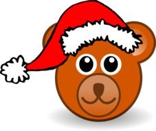 head drawing of a bear with a Santa Claus hat