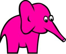 drawing of a pink elephant on a white background