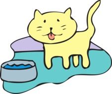 drawn kitty with a bowl