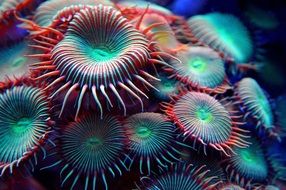 red and blue aquarium corals