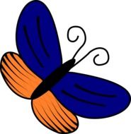 drawing of a blue orange butterfly