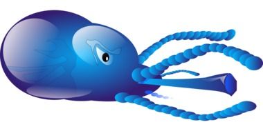 graphic image of a blue octopus on white background