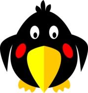 Colorful cute Raven drawing on white background