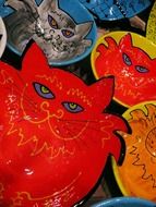 ceramic plates in the form of cats