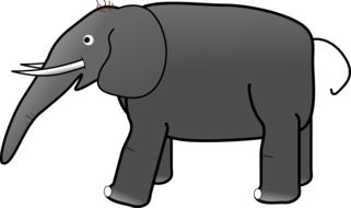 drawing of a gray elephant on a white background