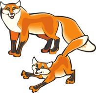 graphic image of a red fox with a small fox