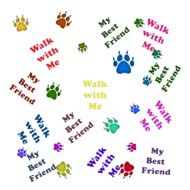 my best friend, walk with me, colorful pattern with paw prints