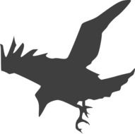 Black Bird with open wings, silhouette