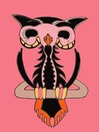 graphic drawing of an owl on a pink background