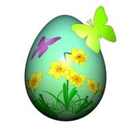 butterfly on painted Easter Egg, illustration