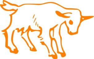 Orange and white drawing of the goat clipart