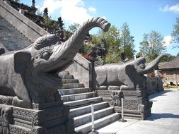 stone sculptures of elephants