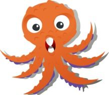 drawing of an orange octopus
