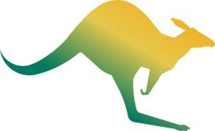 colored silhouette of a kangaroo on a white background
