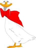 Clipart of the goose Bird with red bow