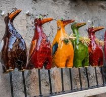 colored ceramic bird figures