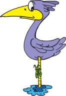 drawing of a wading bird in a lake