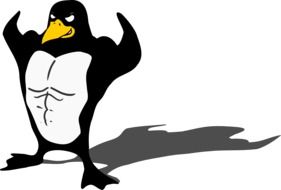 graphic image of a funny penguin-bodybuilder