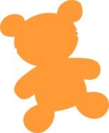 orange teddy bear silhouette at white background