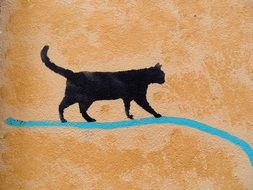 Cat on Wall drawing