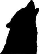 silhouette of the head of a howling wolf