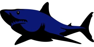 drawing of a blue shark on a white background