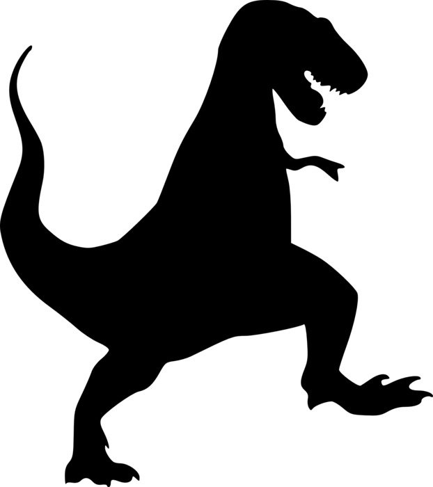 black silhouette of a tyrannosaurus