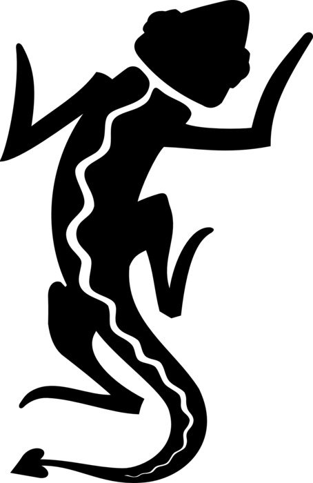 black drawing reptiles on a white background