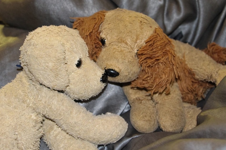 plush toys on the couch