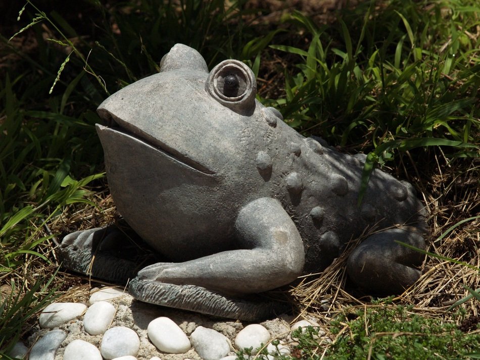 ceramic toad in the garden