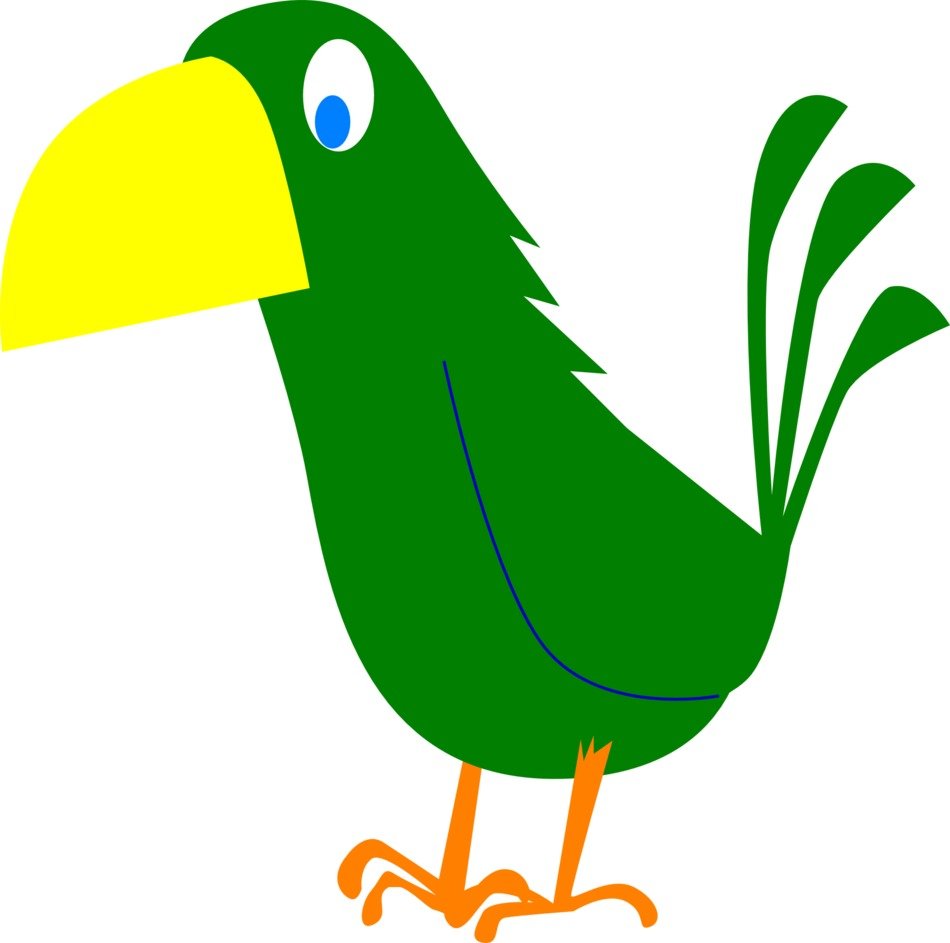 painted green bird with a yellow beak