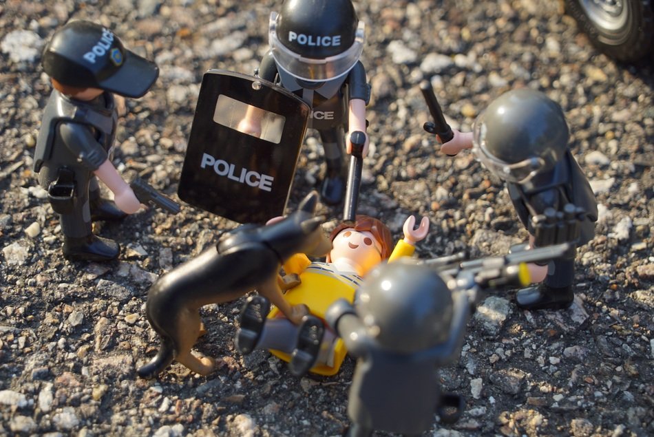 Lego figures on the ground